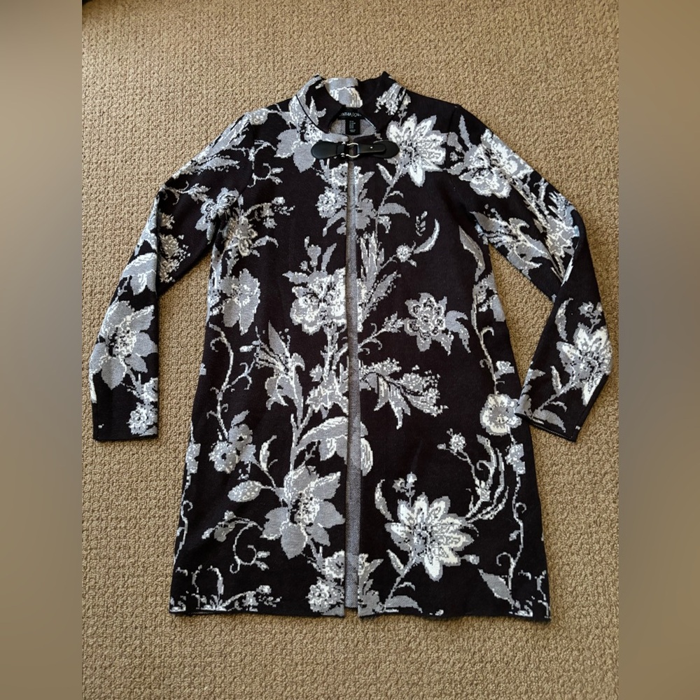 Cynthia Rowley Floral Black and Gray Women's Sweater jacket